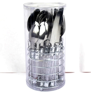 Tái sử dụng dao kéo 24 cái thiết lập nhựa xử lý <span class=keywords><strong>Flatware</strong></span> thép không gỉ thiết lập dao kéo - Product Image 4