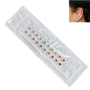Pegatinas de punto de oreja de cristal transparente de arcoíris de colores, parches de frijol Auricular, parches de semillas de oreja de masaje, pasta de presión de acupuntura - Product Image 1