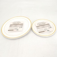 Assiette ronde en plastique blanc 6pcs 7.5 \ "Plats et assiettes élégants à bord doré