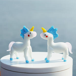 Mini Unicornio de Cristal Pulido Ecológico Blanco y Azul en Forma de Bola, Regalos de Boda al por Mayor para Niños, Recuerdos y Manualidades - Product Image 3