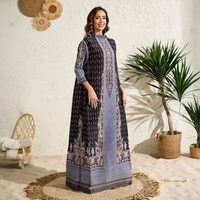 Vente en gros d'usine Robe tendance pour femmes Grande taille Robes décontractées amples Robe imprimée plissée Robes Miyake en tissu polyester