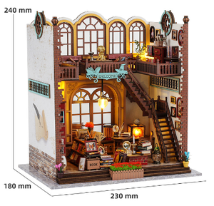 Nook <span class=keywords><strong>Book</strong></span> 3d hölzernes Puzzle-Lebensdach Diy Miniaturhaus Bücherbuch Regal Einsatz Detective-Agentur Buch Nook-Set mit LED-Licht - Product Image 2