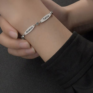 สร้อยข้อมือรูปไข่คุณภาพสูง ประดับเพชร สลักโลโก้ DIY สำหรับเครื่องประดับผู้หญิง - Product Image 3