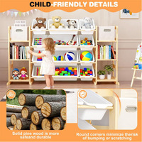 Organisateur de rangement pour jouets extra large, bibliothèque en bois avec 6 étagères, 12 bacs de rangement, anti-bascule pour salle de jeux, chambre d'enfant