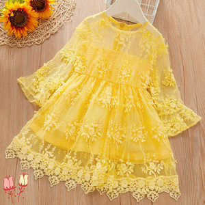 Vestido de Alta Calidad para Niñas Pequeñas, Vestido de Princesa con Encaje Calado, Bonito Vestido para Niñas de 2 a 7 Años - Product Image 1