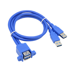 สายต่อขยาย USB 3.0 แบบสองพอร์ต ชาย-หญิง พร้อมรูยึดสำหรับการถ่ายโอนข้อมูล - Product Image 1