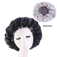 Bonnet de nuit en satin personnalisé en gros, double couche, en soie, avec logo personnalisé JSHOWHI HB-1, unisexe, toutes saisons