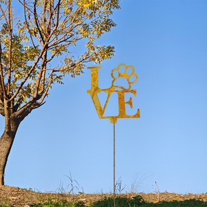 Adornos de jardín modernos de acero inoxidable para el Día de Acción de Gracias, con diseño de pájaro, para estacas de plantas, jardinería, paredes de paisajismo y bordes, con tornillo de inserción, estilo oxidado - Product Image 2