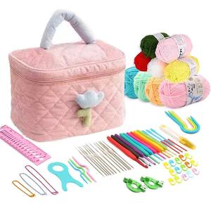 Nouveau kit de crochet de 68 pièces, kit complet de matériel pour débutants, ensemble d'outils de <span class=keywords><strong>tricot</strong></span> portable en laine - Product Image 2