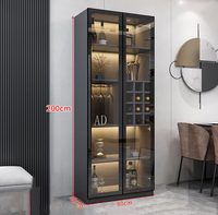 KEWAY Maßgefertigter Glas-Weinpräsentationsschrank mit LED-Beleuchtung für Zuhause