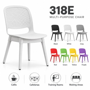 Silla de Comedor Moderna Blanca de Plástico con Respaldo de Malla, Ligera y Apilable, para Restaurante o Cafetería, Envío en EE. UU. - Product Image 5