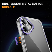 Cadre d'objectif en métal Transparent Transparent TPU Hybride Dur PC Antichoc Smart Phone Case pour iPhone 16 Plus 15 14 13 12 11 Pro Max