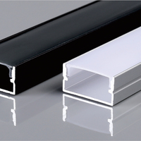 Profilé LED carré en aluminium de bonne qualité, argent/noir, 20*10mm, canal de protection anodisé avec diffuseur opale pour salon