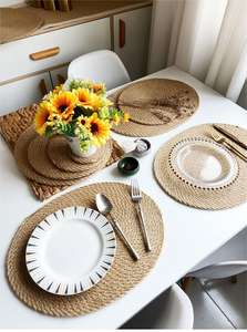Vente en gros de sets de table tissés ronds personnalisés 100% <span class=keywords><strong>jute</strong></span> naturel, sets de table ronds antidérapants pour table à manger - Product Image 2