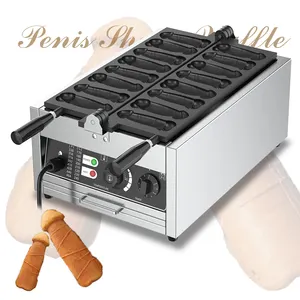 Máquina comercial de lanches elétrica antiaderente para waffles, 8 peças, máquina de waffles em forma de pênis