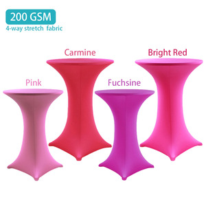 Cocktailtischhussen 32 x 43 Zoll, pinkfarbene, elastische, runde Tischdecke aus Spandex für Party, Bar, Geburtstag, Bankett - Product Image 1