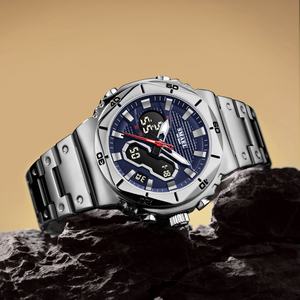 Montre chronographe analogique-numérique de luxe SMAEL 6069, étanche, lumineuse, avec alarme, boîtier/cadran en alliage, bracelet en acier inoxydable. - Product Image 3