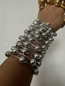 Kaimei 2025, chapada en plata joyería de moda para mujer, pulsera gruesa de múltiples capas para mujer, brazalete largo con cuentas de Moda Africana, pulseras - Product Image 4