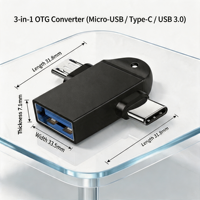 Adaptateur OTG Type-C 2-en-1 Micro USB vers USB-C Convertisseur de synchronisation Lecteur de clé USB pour téléphone Connecteur de souris Connecteur USB