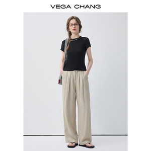 Pantaloni Neri a <span class=keywords><strong>Vita</strong></span> Alta e Gamba Larga VEGA CHANG per Donne, <span class=keywords><strong>con</strong></span> <span class=keywords><strong>Elastico</strong></span> <span class=keywords><strong>in</strong></span> <span class=keywords><strong>Vita</strong></span>, Dettagli Plissettati, Vestibilità Comoda, Pantaloni Casual <span class=keywords><strong>con</strong></span> Tasche - Product Image 6