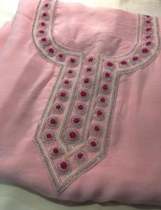 Luxury Unstitched Tissue Silk Kurta Set with Chanderi Bottom & Sheer Dupatta Aari Zardozi Work Emerald Embellishment Ethnic Wear - Product Image 5
