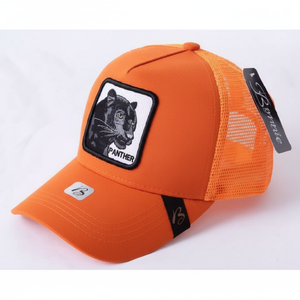 Gorra Trucker con Bordado de Pantera, Tela de Malla, Ajustable, Unisex, Casual, Primavera Verano, Gorra de 6 Paneles - Product Image 1