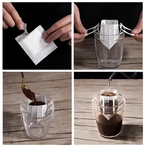 Zenidoo L-496 50 Pcs Eco-Friendly Food Grade Disposable White <b>Coffee</b> <b>Filter</b> Bags 75x90mm Drip Paper Portable Hanging Ear - Product Image 4