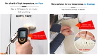 Bandes de butyl imperméables pour la réparation des toits, bandes de butyl double face à haute adhérence, bandes de butyl noires