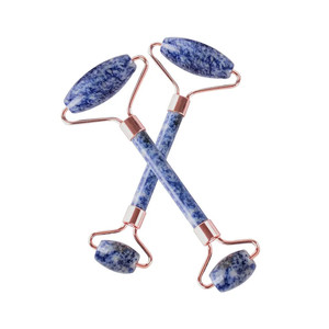 ナチュラルブルードットジャスパージェードローラーローズクォーツ目フェイシャルスキンマッサージャー老化しわと腫れ治療 - Product Image 2