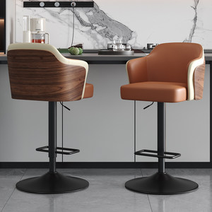 <span class=keywords><strong>Tabouret</strong></span> <span class=keywords><strong>de</strong></span> <span class=keywords><strong>bar</strong></span> pivotant réglable avec dossier - Chaise <span class=keywords><strong>de</strong></span> comptoir moderne en cuir <span class=keywords><strong>et</strong></span> <span class=keywords><strong>bois</strong></span> pour îlot <span class=keywords><strong>de</strong></span> cuisine, <span class=keywords><strong>bar</strong></span> <span class=keywords><strong>et</strong></span> café - Product Image 2