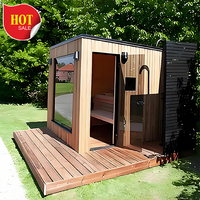 Maison préfabriquée en bois de conception moderne en Finlande avec sauna extérieur hammam principalement en bois massif de pruche