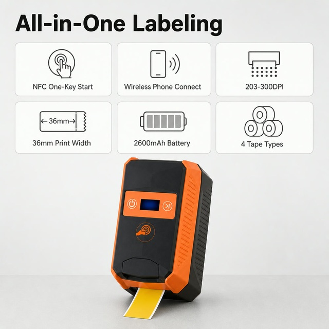Portable Thermal Label Printer Bluetooth 203dpi/300dpi Office Supplies Printer Label Maker for Barcode Telecom Office