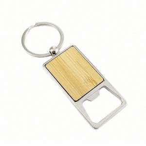 Porte-clés ouvre-bouteille rond en bambou personnalisé, porte-clés rotatif en bois, cadeau promotionnel écologique pour la promotion de la marque d'entreprise - Product Image 2