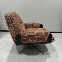 Fauteuil de détente moderne en lin, dossier capitonné en éponge douce, pieds en métal, fauteuil inclinable pour salon, hôtel, villa