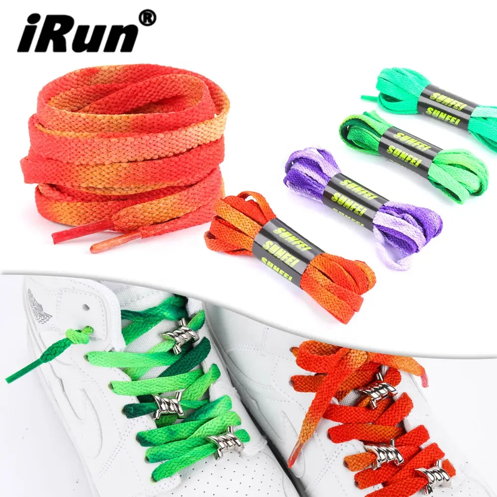 iRun High Quality Freshest Style Shoelaces Fade Out Flat Sneaker Laces Tie Dye Vintage Colors Fade Shoelaces