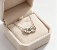 Collier personnalisé avec gravure de double cœur pour femmes, en acier inoxydable plaqué or, bijoux de mode, colliers avec gravure de cœur