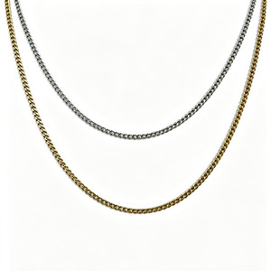 CAIOOCHE Collier Chaîne Curb Cuban Link Hip Hop de Haute Qualité en Acier Inoxydable 316L Plaqué Or Poli Miroir <span class=keywords><strong>pour</strong></span> Hommes et Femmes - Product Image 2