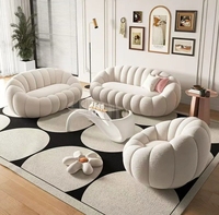 Ensemble de canapé Chesterfield de luxe nordique tissu de citrouille légère pour Villa magasin de vêtements pour femmes réception Salon de beauté boutique de mariage
