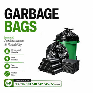 Sacs poubelles noirs robustes en plastique avec soufflets latéraux pour les déchets ménagers, les couches et les ordures, pour usage industriel - Product Image 1