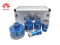 Vente directe usine Hongxing M14 – Kit d'ouvre-trous diamantés brasés sous vide de 65 mm pour carrelage, pierre, verre, ardoise – Foret de perçage