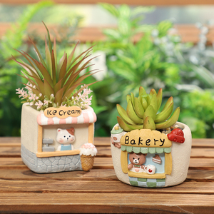 Pots à <span class=keywords><strong>plantes</strong></span> succulentes à thème ROOGO de dessin animé, personnages animaux, thé au lait/glace/<span class=keywords><strong>boulangerie</strong></span>, pot à fleurs pour bureau, maison et <span class=keywords><strong>jardin</strong></span> - Product Image 5