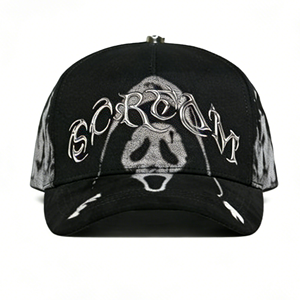 قبعة بيسبول رياضية عالية الجودة مخصصة بخمسة ألواح للرجال والنساء بتصميم هيب هوب أسود - Product Image 3