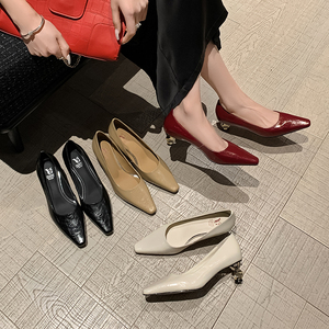 Phong cách đơn giản Giày cao gót dị dạng thoáng khí Nhẹ nhàng thoải mái Da thật Giày cao gót mũi nhọn để mặc hàng ngày trong công việc - Product Image 6