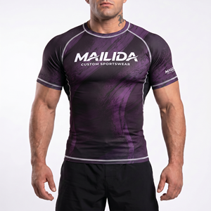 Rashguard NoGi per BJJ, Abbigliamento per Arti Marziali MMA, Rashguard Personalizzato a Manica Corta per Uomo, <span class=keywords><strong>Rash</strong></span> Guard BJJ, Brazilian Jiu Jitsu - Product Image 2