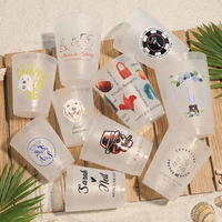 Gobelets en plastique givré personnalisés - Gobelets jetables en PET pour boissons froides, 12 oz et 16 oz, adaptés aux mariages et aux réunions