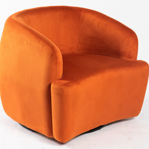 Sillón moderno de gran tamaño Sillón de terciopelo de color naranja francés y base giratoria - Product Image 2