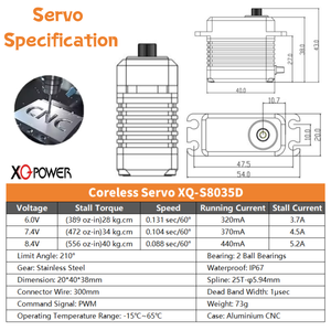 <span class=keywords><strong>Servo</strong></span> XQ-Power de 40 kg HV sin núcleo, servomotor de dirección sin núcleo de alta velocidad para RC, <span class=keywords><strong>servo</strong></span> digital para aviones UAV y cabrestantes. - Product Image 6
