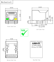 Connecteur RJ45 Femelle à Port Unique, Prise Réseau LAN RJ45 avec Lumière LED