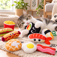 Set Mainan Kucing Plush Bertema Makanan dengan Catnip, Mainan Kunyah Interaktif untuk Kucing Indoor, untuk Bermain Sendiri dan Mengatasi Kebosanan