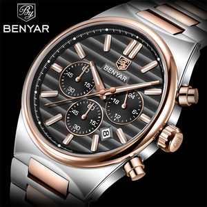 นาฬิกาควอตซ์ BENYAR 5214 รุ่นเรียบง่ายสำหรับผู้ชาย สายสแตนเลส กันน้ำ พร้อมปฏิทิน เรืองแสง ของขวัญสำหรับผู้ชาย - Product Image 2